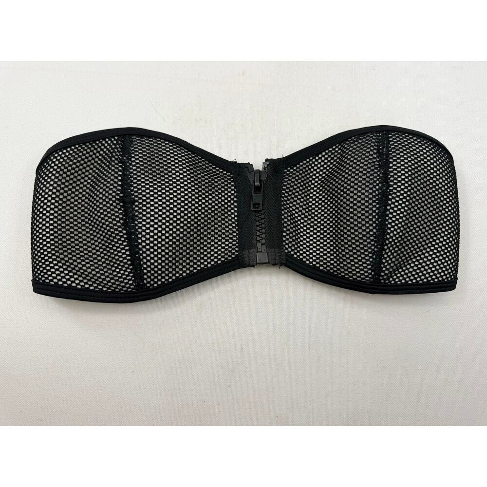 Triangl Black Neoprene Mesh Bikini Top Zip Front Clip Back Size M Poolside Beach